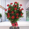 Mazzo funebre di rose rosse a Torino con nastro incluso
