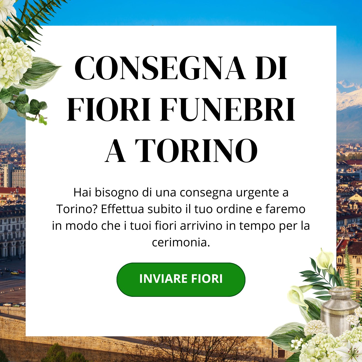 Consegna di fiori funebri a Torino