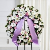 Corona funebre di fiori bianchi e rosa