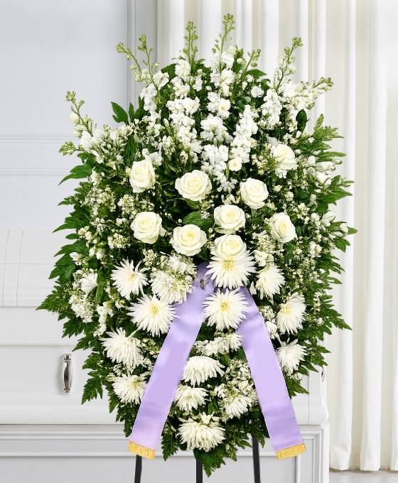 Cuscino funebre di fiori bianchi